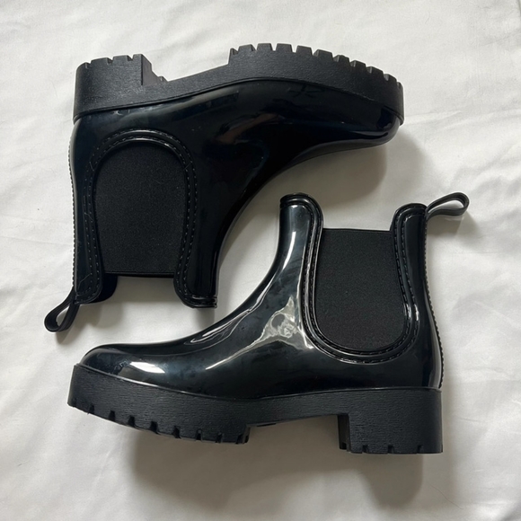 Shiny Black Rain Boots - Picture 1 of 4